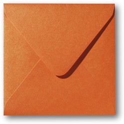 Enveloppe Metallique 14 x 14 cm orange glow